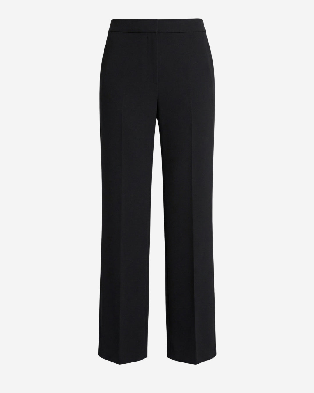 Como pull-on pant in black acetate, flat lay showing the straight wide-leg cut