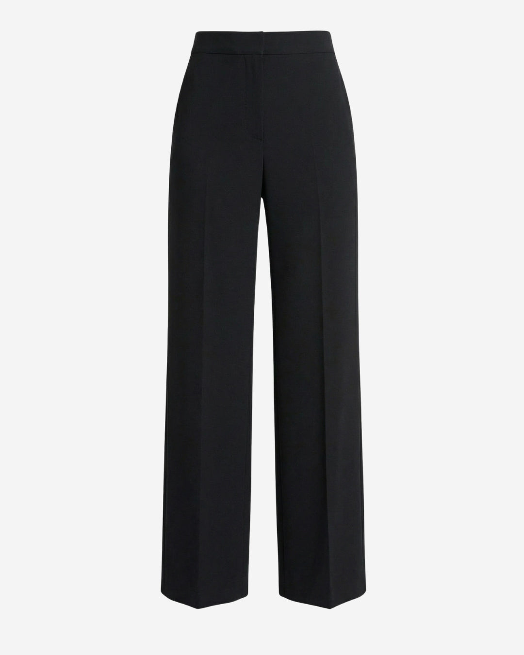 Helsinki suit pant in black acetate, flat lay showing the straight wide-leg cut