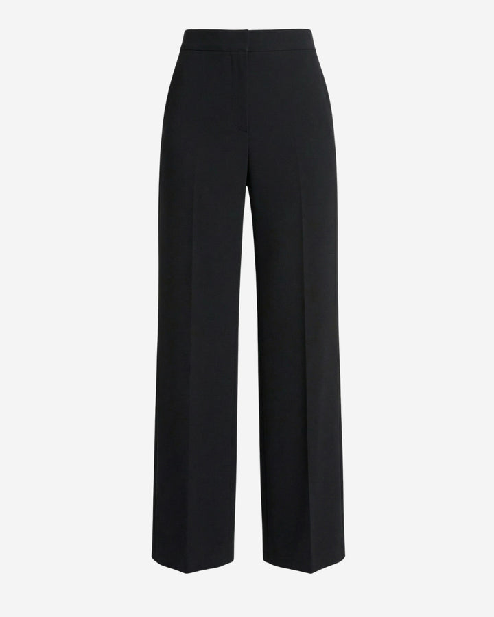 Helsinki suit pant in black acetate, flat lay showing the straight wide-leg cut